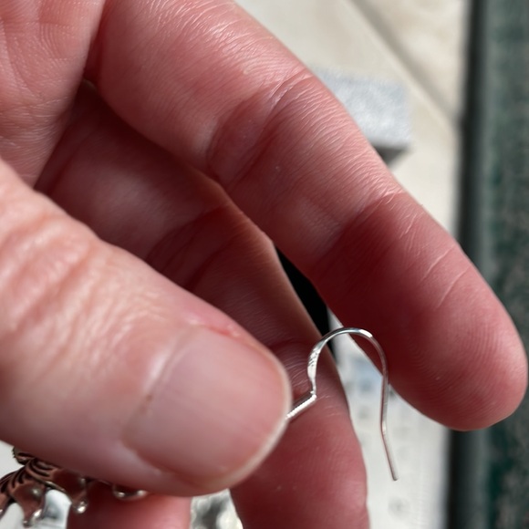 Sterling silver lotus flower earrings crystal drop - Picture 11 of 13